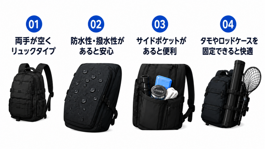 電車釣行に向いているリュック