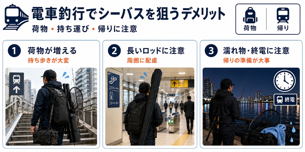 電車釣行デメリット