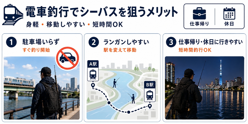電車釣行メリット